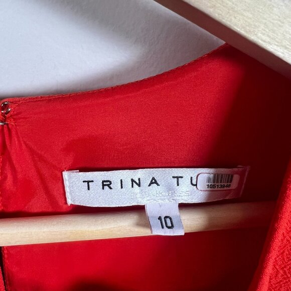 Trina Turk Charleston Ruffle Mini Dress Size 10 Orange Preppy Event Party - Picture 4 of 10